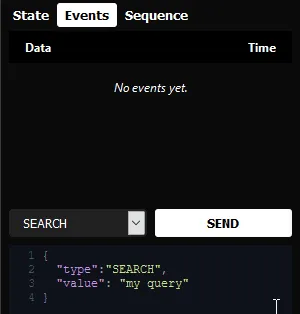 Search event via state chart visulizer