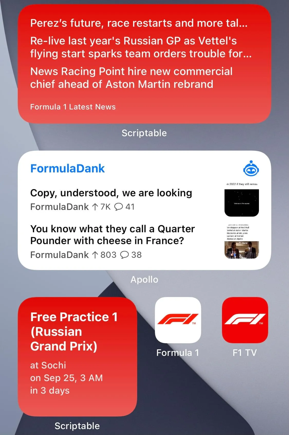My F1 Dashboard on iOS 14