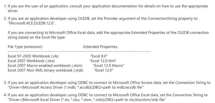 Directly from the OLEDB download instructions